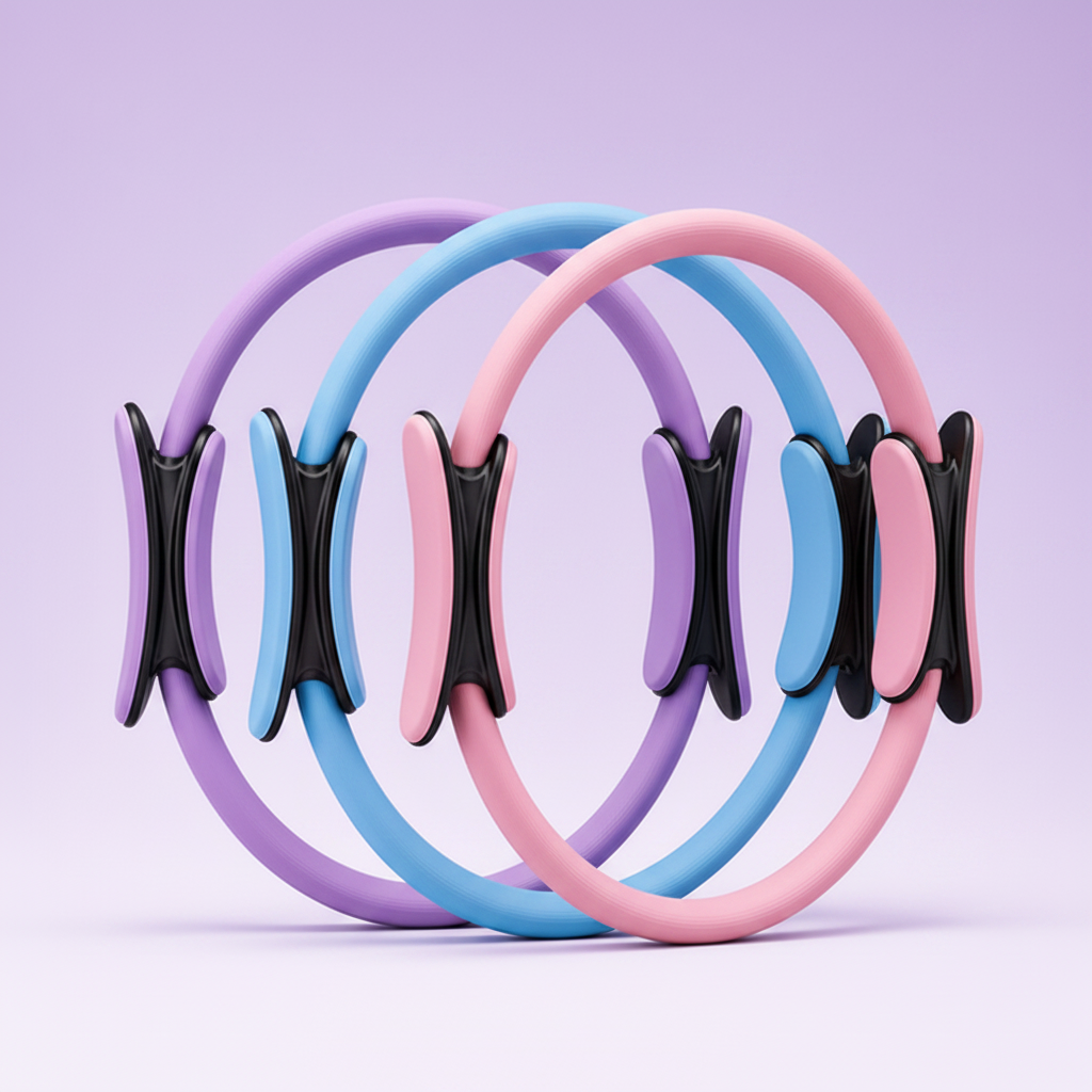 Pack de 3 anillos de Pilates VALZOREM en morado, azul y rosa